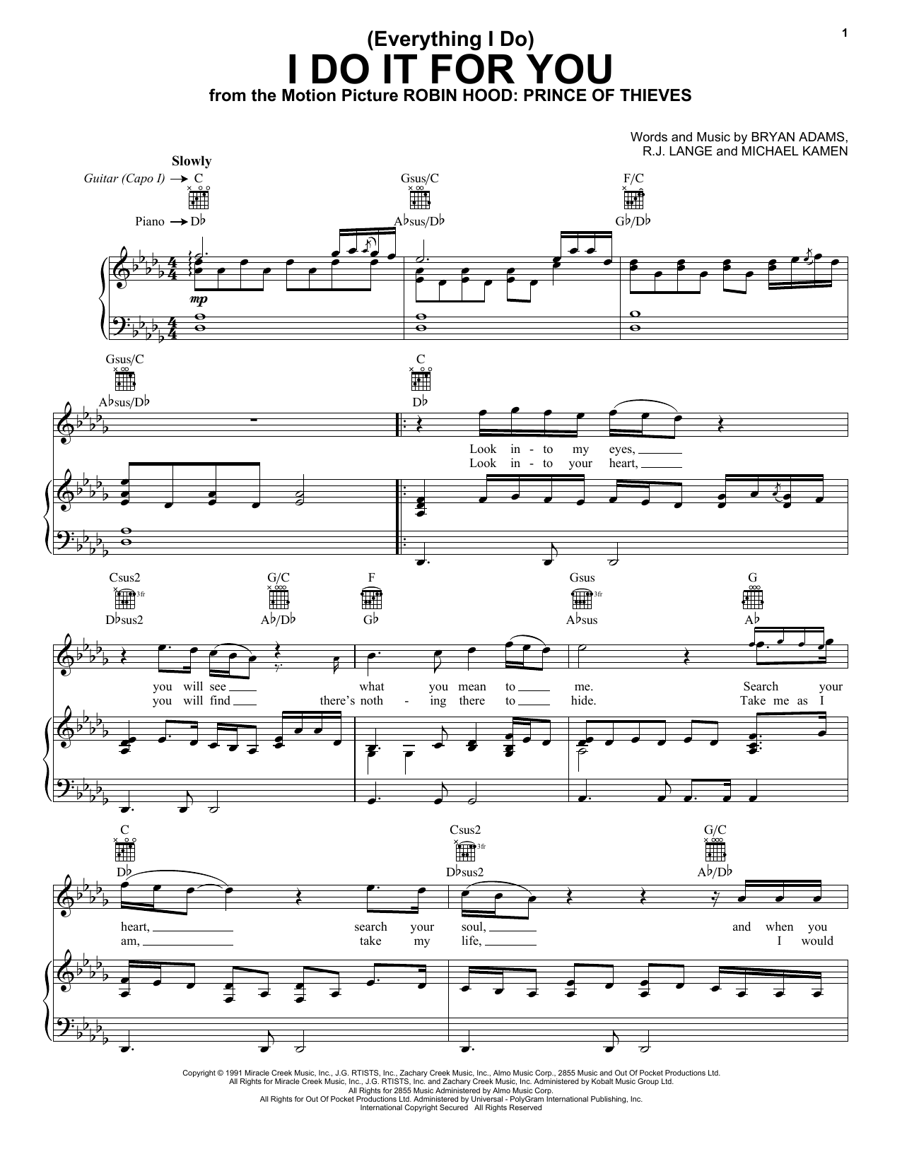 Preview Bryan Adams (Everything I Do) I Do It For You Rock sheet music, notes and chords for Piano, Vocal & Guitar (Right-Hand Melody), SKU: 19527 sheet music, piano notes, chords, guitar tabs, score, transpose, transcribe, how to play, guide, download, learn, tutorial, progression, song, artist, awards, billboard, mtv, vh1, tour, single, album, release