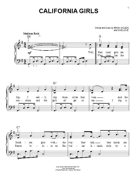 Preview David Lee Roth California Girls Pop sheet music, notes and chords for Easy Piano, SKU: 19535 sheet music, piano notes, chords, guitar tabs, score, transpose, transcribe, how to play, guide, download, learn, tutorial, progression, song, artist, awards, billboard, mtv, vh1, tour, single, album, release