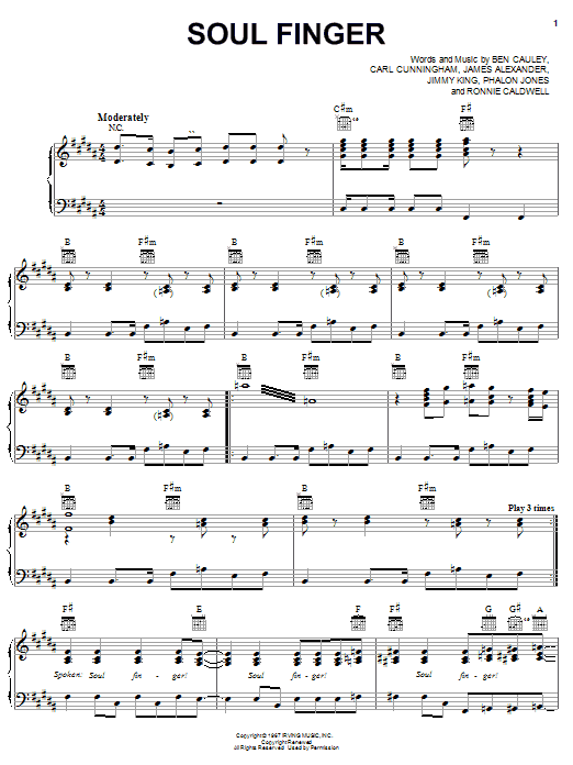 Preview The Bar-Kays Soul Finger Funk sheet music, notes and chords for Piano, Vocal & Guitar (Right-Hand Melody), SKU: 19550 sheet music, piano notes, chords, guitar tabs, score, transpose, transcribe, how to play, guide, download, learn, tutorial, progression, song, artist, awards, billboard, mtv, vh1, tour, single, album, release