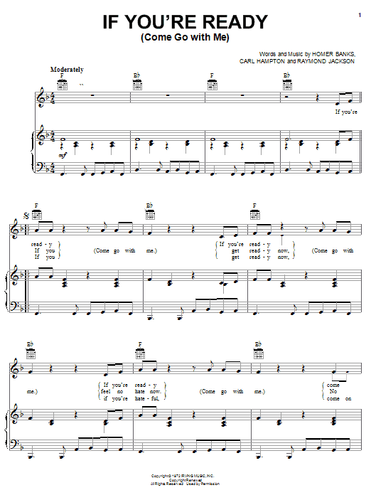 Preview The Staple Singers If You're Ready (Come Go With Me) Rock sheet music, notes and chords for Piano, Vocal & Guitar (Right-Hand Melody), SKU: 19579 sheet music, piano notes, chords, guitar tabs, score, transpose, transcribe, how to play, guide, download, learn, tutorial, progression, song, artist, awards, billboard, mtv, vh1, tour, single, album, release