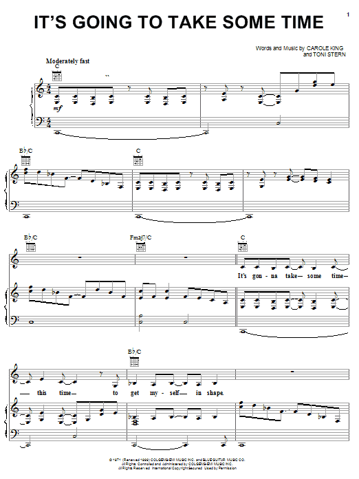 Preview Carpenters It's Going To Take Some Time Pop sheet music, notes and chords for Piano, Vocal & Guitar (Right-Hand Melody), SKU: 19614 sheet music, piano notes, chords, guitar tabs, score, transpose, transcribe, how to play, guide, download, learn, tutorial, progression, song, artist, awards, billboard, mtv, vh1, tour, single, album, release