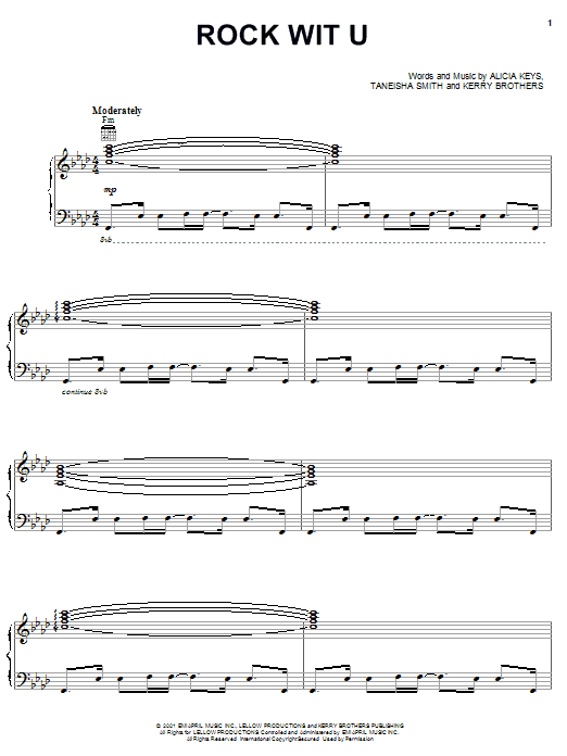 Preview Alicia Keys Rock Wit U Pop sheet music, notes and chords for Piano, Vocal & Guitar (Right-Hand Melody), SKU: 19628 sheet music, piano notes, chords, guitar tabs, score, transpose, transcribe, how to play, guide, download, learn, tutorial, progression, song, artist, awards, billboard, mtv, vh1, tour, single, album, release