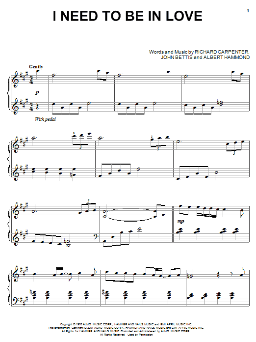 Preview Carpenters I Need To Be In Love Pop sheet music, notes and chords for Piano, SKU: 19697 sheet music, piano notes, chords, guitar tabs, score, transpose, transcribe, how to play, guide, download, learn, tutorial, progression, song, artist, awards, billboard, mtv, vh1, tour, single, album, release