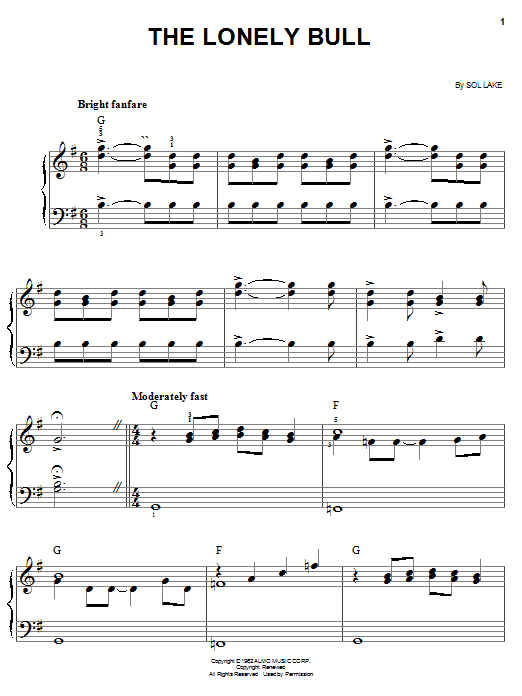Preview Herb Alpert & The Tijuana Brass The Lonely Bull Pop sheet music, notes and chords for Easy Piano, SKU: 19747 sheet music, piano notes, chords, guitar tabs, score, transpose, transcribe, how to play, guide, download, learn, tutorial, progression, song, artist, awards, billboard, mtv, vh1, tour, single, album, release