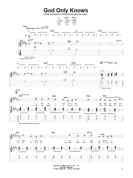 Preview The Beach Boys God Only Knows Pop sheet music, notes and chords for Guitar Tab, SKU: 19783 sheet music, piano notes, chords, guitar tabs, score, transpose, transcribe, how to play, guide, download, learn, tutorial, progression, song, artist, awards, billboard, mtv, vh1, tour, single, album, release