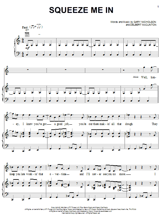 Preview Garth Brooks With Trisha Yearwood Squeeze Me In Pop sheet music, notes and chords for Piano, Vocal & Guitar (Right-Hand Melody), SKU: 19797 sheet music, piano notes, chords, guitar tabs, score, transpose, transcribe, how to play, guide, download, learn, tutorial, progression, song, artist, awards, billboard, mtv, vh1, tour, single, album, release