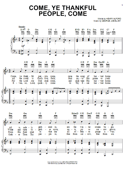 Preview Henry Alford Come, Ye Thankful People, Come Hymn sheet music, notes and chords for Piano, Vocal & Guitar (Right-Hand Melody), SKU: 19818 sheet music, piano notes, chords, guitar tabs, score, transpose, transcribe, how to play, guide, download, learn, tutorial, progression, song, artist, awards, billboard, mtv, vh1, tour, single, album, release