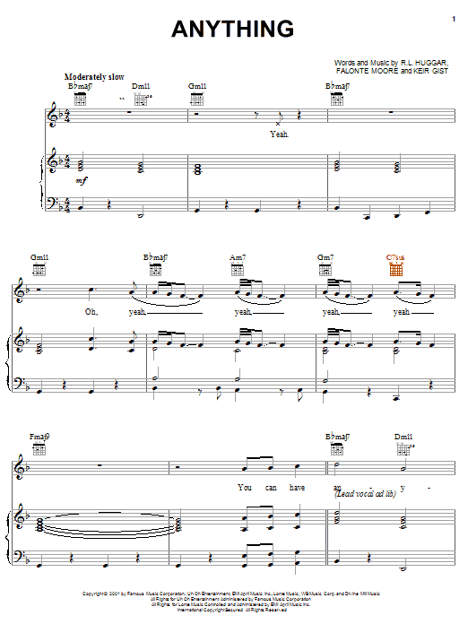 Preview Jaheim Anything (feat. Next) Pop sheet music, notes and chords for Piano, Vocal & Guitar (Right-Hand Melody), SKU: 19865 sheet music, piano notes, chords, guitar tabs, score, transpose, transcribe, how to play, guide, download, learn, tutorial, progression, song, artist, awards, billboard, mtv, vh1, tour, single, album, release