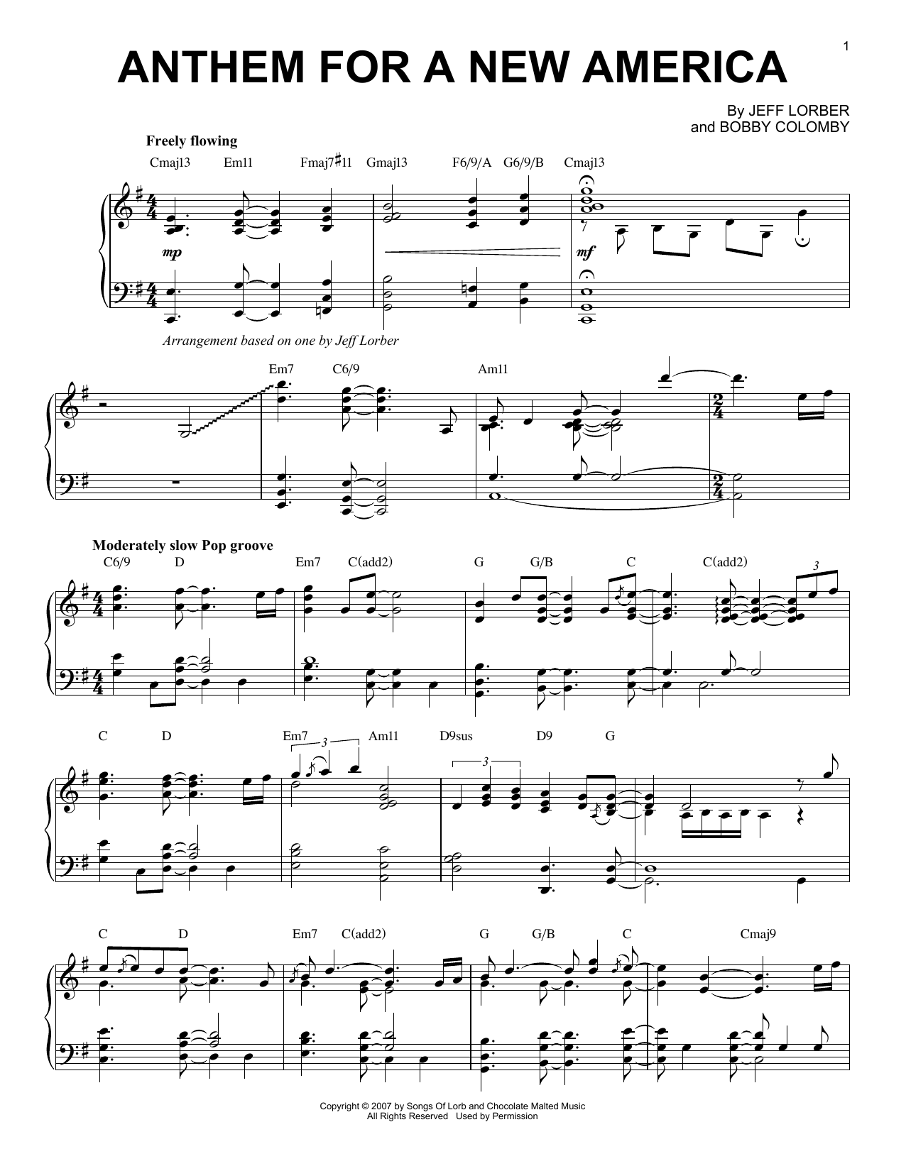 Preview Jeff Lorber Anthem For A New America Jazz sheet music, notes and chords for Piano, SKU: 199094 sheet music, piano notes, chords, guitar tabs, score, transpose, transcribe, how to play, guide, download, learn, tutorial, progression, song, artist, awards, billboard, mtv, vh1, tour, single, album, release