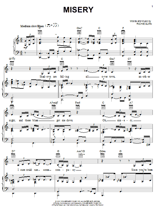 Preview Pink Misery R & B sheet music, notes and chords for Piano, Vocal & Guitar (Right-Hand Melody), SKU: 19922 sheet music, piano notes, chords, guitar tabs, score, transpose, transcribe, how to play, guide, download, learn, tutorial, progression, song, artist, awards, billboard, mtv, vh1, tour, single, album, release