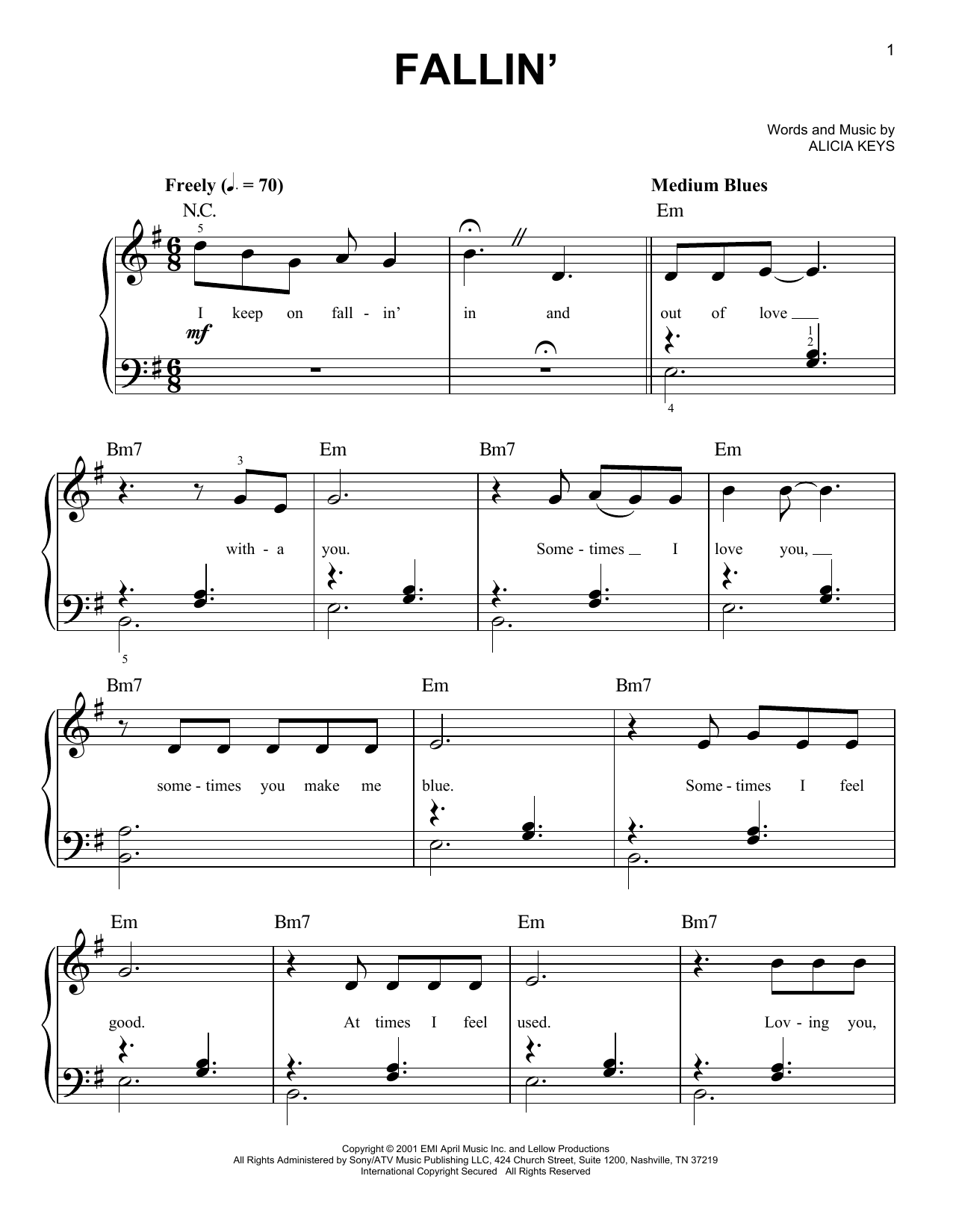 Preview Alicia Keys Fallin' Pop sheet music, notes and chords for Easy Piano, SKU: 19999 sheet music, piano notes, chords, guitar tabs, score, transpose, transcribe, how to play, guide, download, learn, tutorial, progression, song, artist, awards, billboard, mtv, vh1, tour, single, album, release