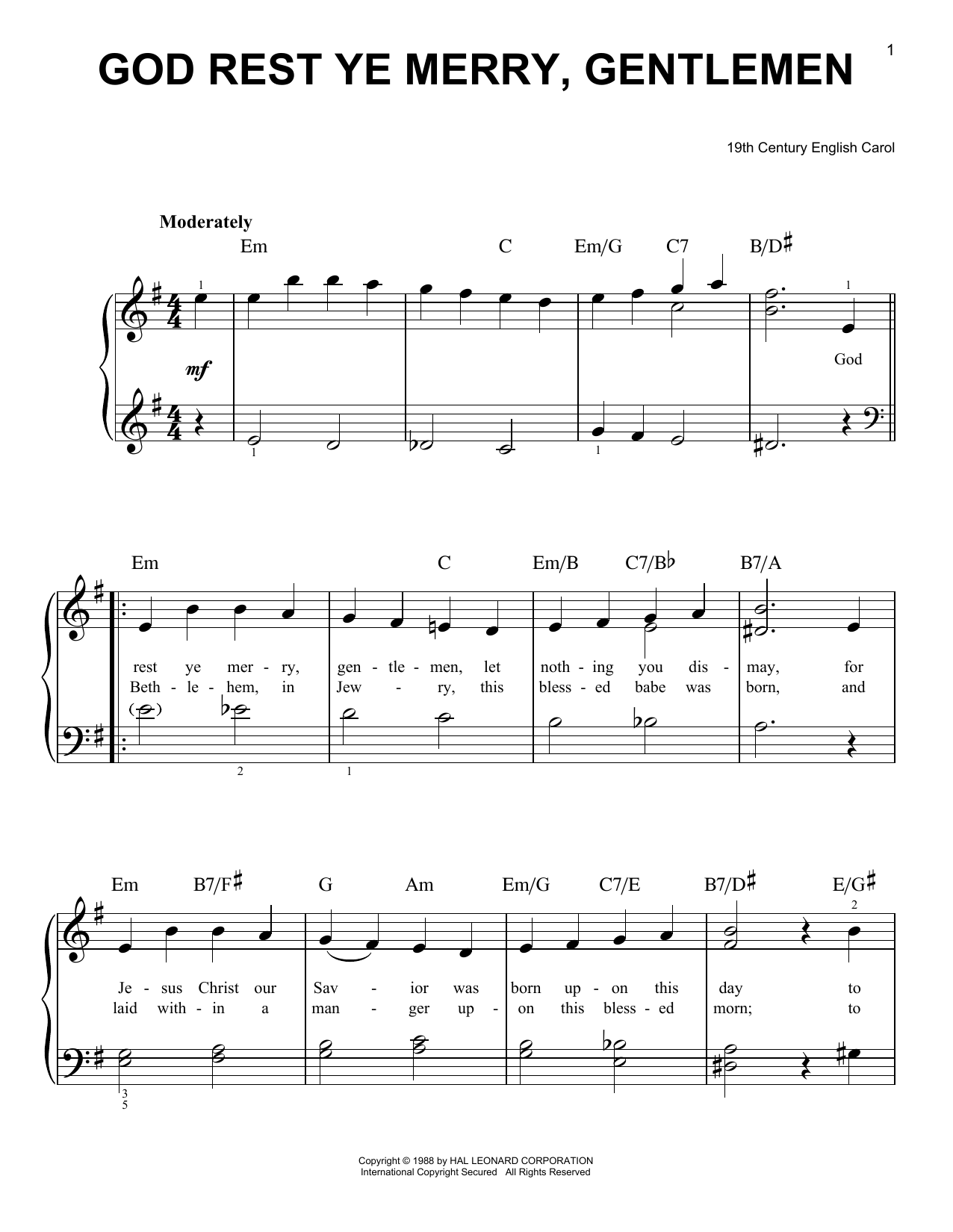 Traditional Carol God Rest Ye Merry, Gentlemen sheet music notes and chords. Download Printable PDF.