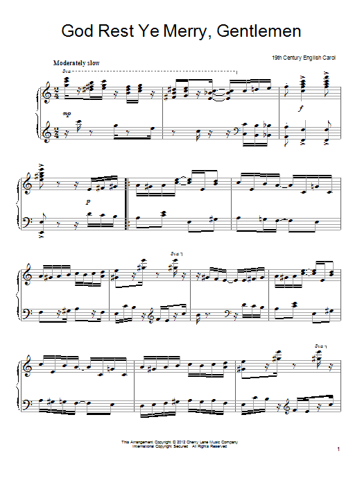 19th Century English Carol God Rest Ye Merry, Gentlemen [Ragtime version] sheet music notes and chords. Download Printable PDF.