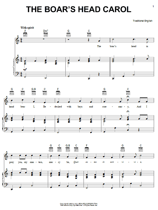 19th Century English Carol The Boar S Head Carol Sheet Music Pdf Notes Chords Christmas Score Flute Solo Download Printable Sku 167402