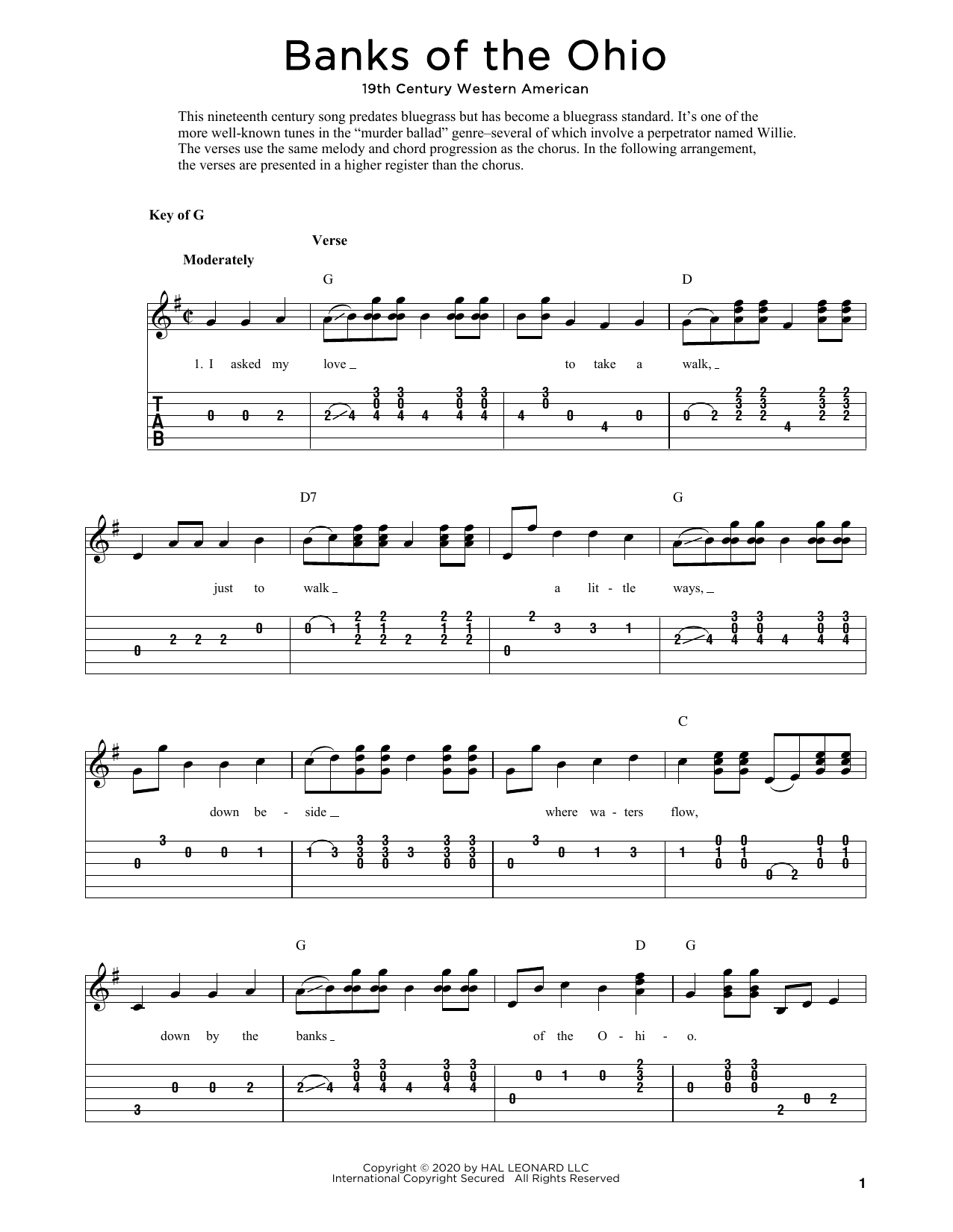 19th Century Western American Banks Of The Ohio (arr. Fred Sokolow) sheet music notes and chords. Download Printable PDF.