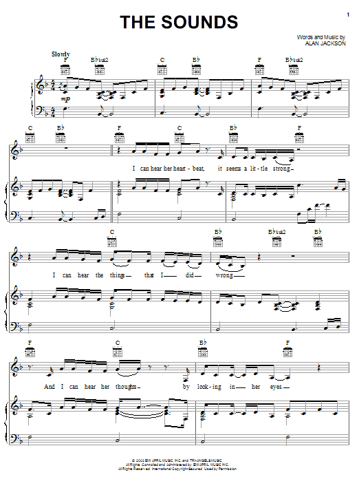Preview Alan Jackson The Sounds Pop sheet music, notes and chords for Piano, Vocal & Guitar (Right-Hand Melody), SKU: 20066 sheet music, piano notes, chords, guitar tabs, score, transpose, transcribe, how to play, guide, download, learn, tutorial, progression, song, artist, awards, billboard, mtv, vh1, tour, single, album, release
