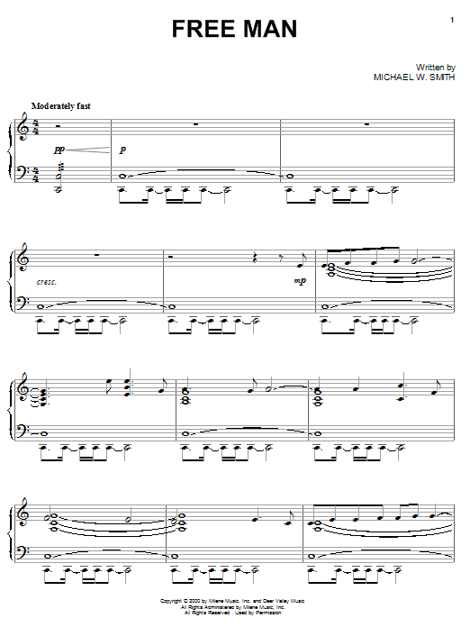 Preview Michael W. Smith Free Man Pop sheet music, notes and chords for Piano, SKU: 20073 sheet music, piano notes, chords, guitar tabs, score, transpose, transcribe, how to play, guide, download, learn, tutorial, progression, song, artist, awards, billboard, mtv, vh1, tour, single, album, release