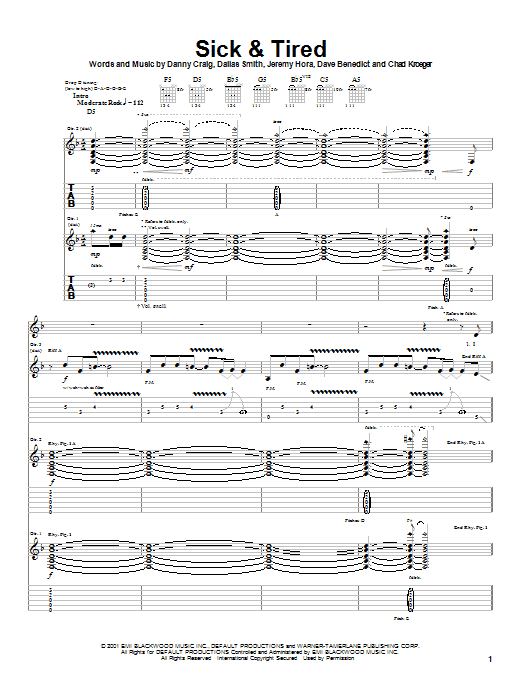 Preview Default Sick & Tired Rock sheet music, notes and chords for Guitar Tab, SKU: 20099 sheet music, piano notes, chords, guitar tabs, score, transpose, transcribe, how to play, guide, download, learn, tutorial, progression, song, artist, awards, billboard, mtv, vh1, tour, single, album, release