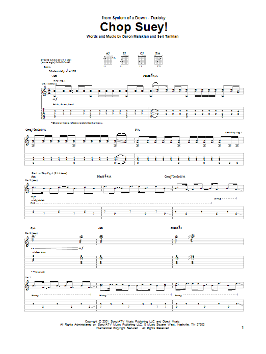 Preview System Of A Down Chop Suey! Pop sheet music, notes and chords for Guitar Tab, SKU: 20130 sheet music, piano notes, chords, guitar tabs, score, transpose, transcribe, how to play, guide, download, learn, tutorial, progression, song, artist, awards, billboard, mtv, vh1, tour, single, album, release