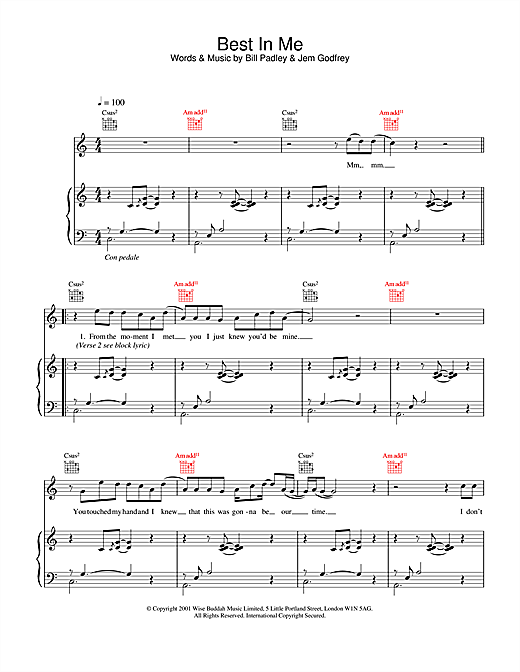 Preview Blue Best In Me Pop sheet music, notes and chords for Piano, Vocal & Guitar, SKU: 20158 sheet music, piano notes, chords, guitar tabs, score, transpose, transcribe, how to play, guide, download, learn, tutorial, progression, song, artist, awards, billboard, mtv, vh1, tour, single, album, release