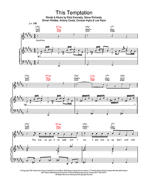 Preview Blue This Temptation Pop sheet music, notes and chords for Piano, Vocal & Guitar, SKU: 20163 sheet music, piano notes, chords, guitar tabs, score, transpose, transcribe, how to play, guide, download, learn, tutorial, progression, song, artist, awards, billboard, mtv, vh1, tour, single, album, release