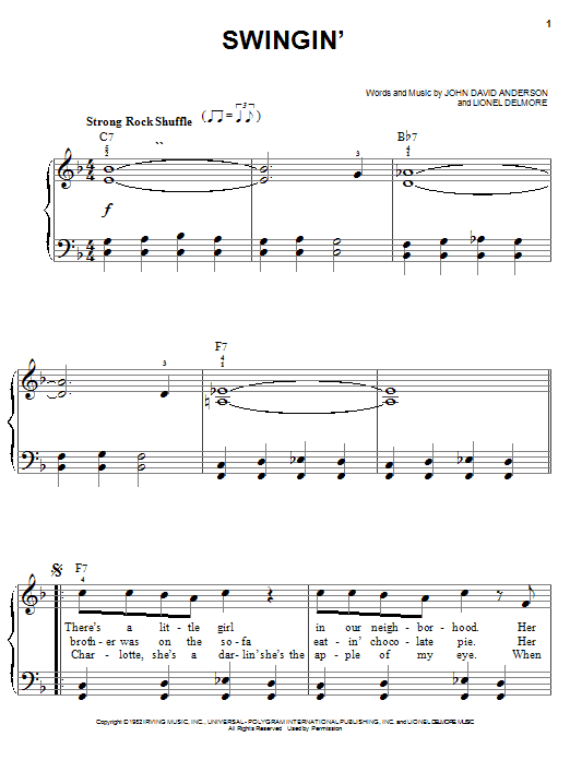 Preview John Anderson Swingin' Country sheet music, notes and chords for Easy Piano, SKU: 20185 sheet music, piano notes, chords, guitar tabs, score, transpose, transcribe, how to play, guide, download, learn, tutorial, progression, song, artist, awards, billboard, mtv, vh1, tour, single, album, release