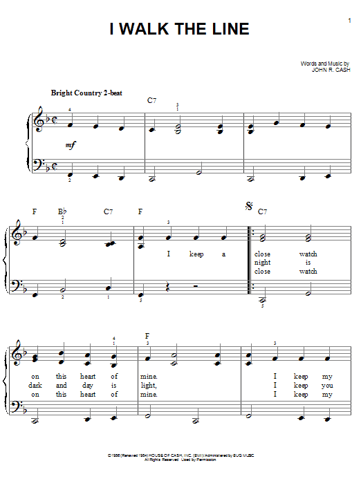 Preview Johnny Cash I Walk The Line Pop sheet music, notes and chords for Easy Piano, SKU: 20198 sheet music, piano notes, chords, guitar tabs, score, transpose, transcribe, how to play, guide, download, learn, tutorial, progression, song, artist, awards, billboard, mtv, vh1, tour, single, album, release