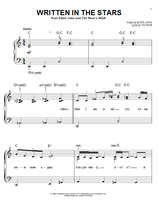 Preview Elton John & LeAnn Rimes Written In The Stars Pop sheet music, notes and chords for Easy Piano, SKU: 20227 sheet music, piano notes, chords, guitar tabs, score, transpose, transcribe, how to play, guide, download, learn, tutorial, progression, song, artist, awards, billboard, mtv, vh1, tour, single, album, release