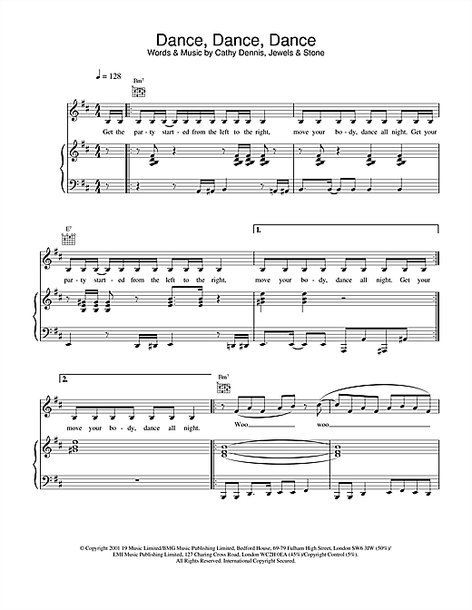 Preview S Club 7 Dance, Dance, Dance Pop sheet music, notes and chords for Piano, Vocal & Guitar, SKU: 20253 sheet music, piano notes, chords, guitar tabs, score, transpose, transcribe, how to play, guide, download, learn, tutorial, progression, song, artist, awards, billboard, mtv, vh1, tour, single, album, release