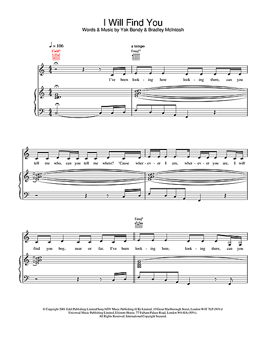 Preview S Club 7 I Will Find You Pop sheet music, notes and chords for Piano, Vocal & Guitar, SKU: 20255 sheet music, piano notes, chords, guitar tabs, score, transpose, transcribe, how to play, guide, download, learn, tutorial, progression, song, artist, awards, billboard, mtv, vh1, tour, single, album, release