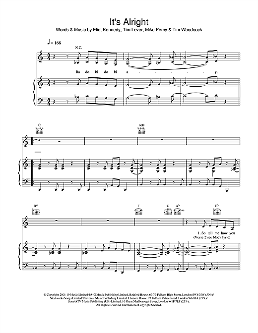 Preview S Club 7 It's Alright Pop sheet music, notes and chords for Piano, Vocal & Guitar, SKU: 20256 sheet music, piano notes, chords, guitar tabs, score, transpose, transcribe, how to play, guide, download, learn, tutorial, progression, song, artist, awards, billboard, mtv, vh1, tour, single, album, release