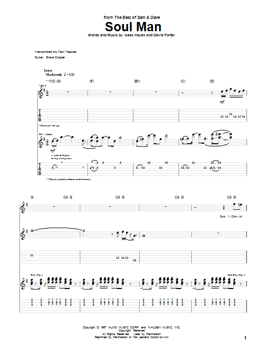 Preview Sam & Dave Soul Man Film and TV sheet music, notes and chords for Guitar Tab, SKU: 20293 sheet music, piano notes, chords, guitar tabs, score, transpose, transcribe, how to play, guide, download, learn, tutorial, progression, song, artist, awards, billboard, mtv, vh1, tour, single, album, release