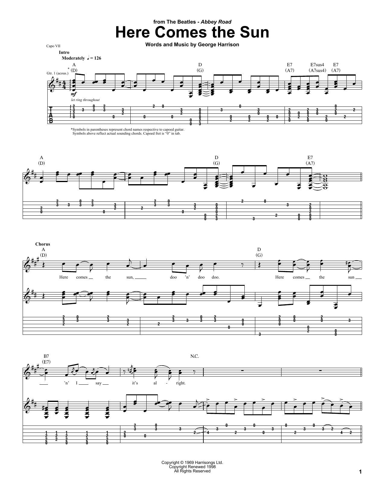 Preview The Beatles Here Comes The Sun Rock sheet music, notes and chords for Guitar Tab, SKU: 20309 sheet music, piano notes, chords, guitar tabs, score, transpose, transcribe, how to play, guide, download, learn, tutorial, progression, song, artist, awards, billboard, mtv, vh1, tour, single, album, release