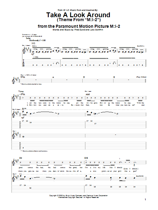 Preview Limp Bizkit Take A Look Around (Theme From sheet music, piano notes, chords, guitar tabs, score, transpose, transcribe, how to play, guide, download, learn, tutorial, progression, song, artist, awards, billboard, mtv, vh1, tour, single, album, release