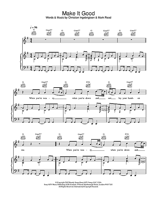Preview A1 Make It Good Pop sheet music, notes and chords for Piano, Vocal & Guitar, SKU: 20340 sheet music, piano notes, chords, guitar tabs, score, transpose, transcribe, how to play, guide, download, learn, tutorial, progression, song, artist, awards, billboard, mtv, vh1, tour, single, album, release