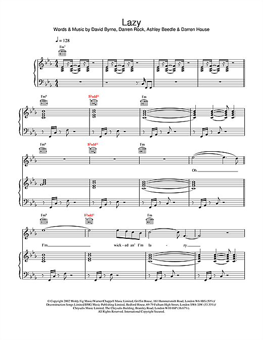 Preview David Byrne Lazy Pop sheet music, notes and chords for Piano, Vocal & Guitar, SKU: 20342 sheet music, piano notes, chords, guitar tabs, score, transpose, transcribe, how to play, guide, download, learn, tutorial, progression, song, artist, awards, billboard, mtv, vh1, tour, single, album, release