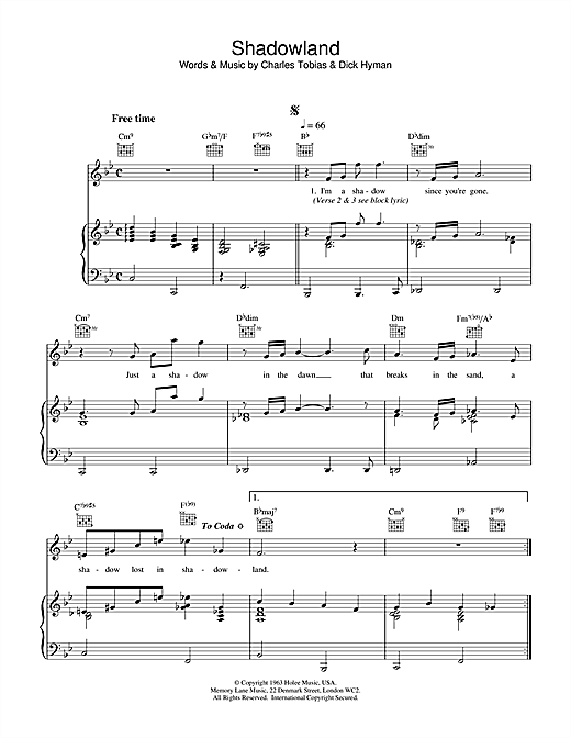 Preview k.d. lang Shadowland Country sheet music, notes and chords for Piano, Vocal & Guitar (Right-Hand Melody), SKU: 20361 sheet music, piano notes, chords, guitar tabs, score, transpose, transcribe, how to play, guide, download, learn, tutorial, progression, song, artist, awards, billboard, mtv, vh1, tour, single, album, release