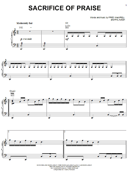 Preview Steve Green Sacrifice Of Praise Pop sheet music, notes and chords for Piano, Vocal & Guitar (Right-Hand Melody), SKU: 20495 sheet music, piano notes, chords, guitar tabs, score, transpose, transcribe, how to play, guide, download, learn, tutorial, progression, song, artist, awards, billboard, mtv, vh1, tour, single, album, release