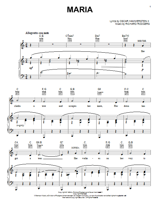 Preview Rodgers & Hammerstein Maria Broadway sheet music, notes and chords for Piano, Vocal & Guitar (Right-Hand Melody), SKU: 20548 sheet music, piano notes, chords, guitar tabs, score, transpose, transcribe, how to play, guide, download, learn, tutorial, progression, song, artist, awards, billboard, mtv, vh1, tour, single, album, release