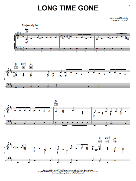 Preview Dixie Chicks Long Time Gone Pop sheet music, notes and chords for Piano, Vocal & Guitar (Right-Hand Melody), SKU: 20615 sheet music, piano notes, chords, guitar tabs, score, transpose, transcribe, how to play, guide, download, learn, tutorial, progression, song, artist, awards, billboard, mtv, vh1, tour, single, album, release