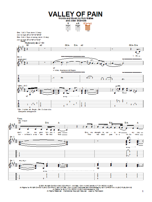 Preview Allen Shamblin Valley Of Pain Pop sheet music, notes and chords for Guitar Tab, SKU: 20651 sheet music, piano notes, chords, guitar tabs, score, transpose, transcribe, how to play, guide, download, learn, tutorial, progression, song, artist, awards, billboard, mtv, vh1, tour, single, album, release
