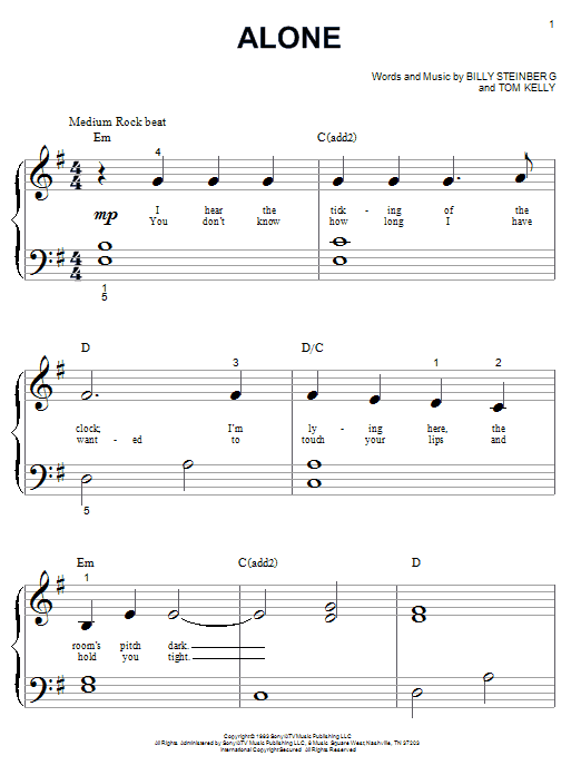 Preview Heart Alone Rock sheet music, notes and chords for Piano (Big Notes), SKU: 20693 sheet music, piano notes, chords, guitar tabs, score, transpose, transcribe, how to play, guide, download, learn, tutorial, progression, song, artist, awards, billboard, mtv, vh1, tour, single, album, release
