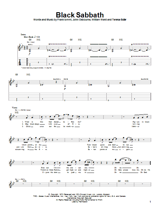 Preview Black Sabbath Black Sabbath Rock sheet music, notes and chords for Guitar Tab, SKU: 20736 sheet music, piano notes, chords, guitar tabs, score, transpose, transcribe, how to play, guide, download, learn, tutorial, progression, song, artist, awards, billboard, mtv, vh1, tour, single, album, release