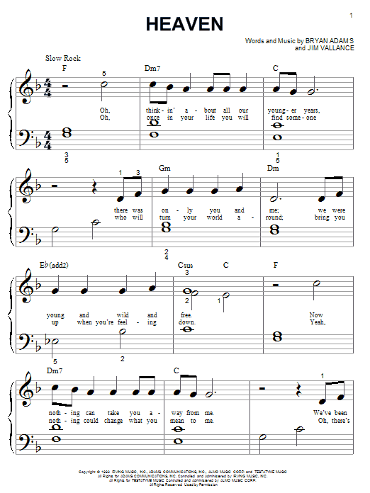 Preview Bryan Adams Heaven Rock sheet music, notes and chords for Piano (Big Notes), SKU: 20739 sheet music, piano notes, chords, guitar tabs, score, transpose, transcribe, how to play, guide, download, learn, tutorial, progression, song, artist, awards, billboard, mtv, vh1, tour, single, album, release