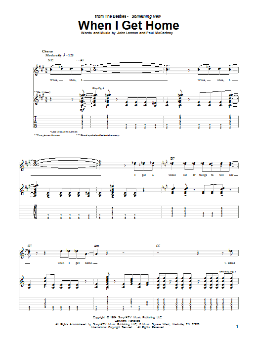 Preview The Beatles When I Get Home Rock sheet music, notes and chords for Guitar Tab, SKU: 20760 sheet music, piano notes, chords, guitar tabs, score, transpose, transcribe, how to play, guide, download, learn, tutorial, progression, song, artist, awards, billboard, mtv, vh1, tour, single, album, release