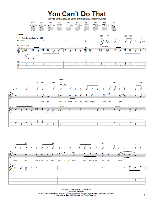 Preview The Beatles You Can't Do That Rock sheet music, notes and chords for Guitar Tab, SKU: 20761 sheet music, piano notes, chords, guitar tabs, score, transpose, transcribe, how to play, guide, download, learn, tutorial, progression, song, artist, awards, billboard, mtv, vh1, tour, single, album, release