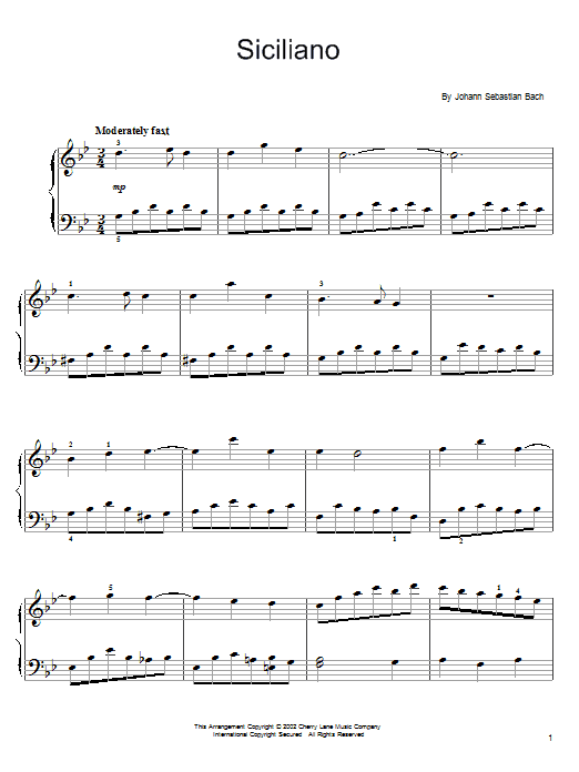 Preview Johann Sebastian Bach Siciliano Classical sheet music, notes and chords for Easy Piano, SKU: 20868 sheet music, piano notes, chords, guitar tabs, score, transpose, transcribe, how to play, guide, download, learn, tutorial, progression, song, artist, awards, billboard, mtv, vh1, tour, single, album, release