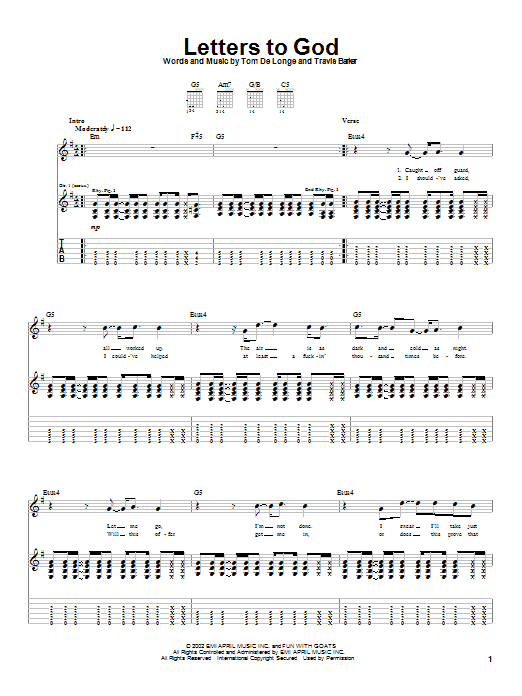 Preview Box Car Racer Letters To God Rock sheet music, notes and chords for Guitar Tab, SKU: 20910 sheet music, piano notes, chords, guitar tabs, score, transpose, transcribe, how to play, guide, download, learn, tutorial, progression, song, artist, awards, billboard, mtv, vh1, tour, single, album, release