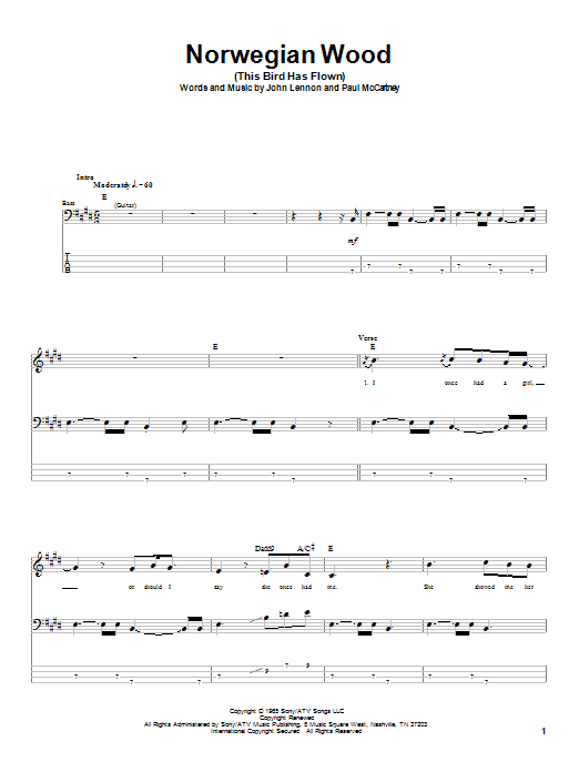 Preview The Beatles Norwegian Wood (This Bird Has Flown) Pop sheet music, notes and chords for Bass Guitar Tab, SKU: 21085 sheet music, piano notes, chords, guitar tabs, score, transpose, transcribe, how to play, guide, download, learn, tutorial, progression, song, artist, awards, billboard, mtv, vh1, tour, single, album, release