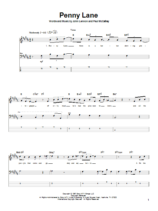 Preview The Beatles Penny Lane Rock sheet music, notes and chords for Bass Guitar Tab, SKU: 21100 sheet music, piano notes, chords, guitar tabs, score, transpose, transcribe, how to play, guide, download, learn, tutorial, progression, song, artist, awards, billboard, mtv, vh1, tour, single, album, release